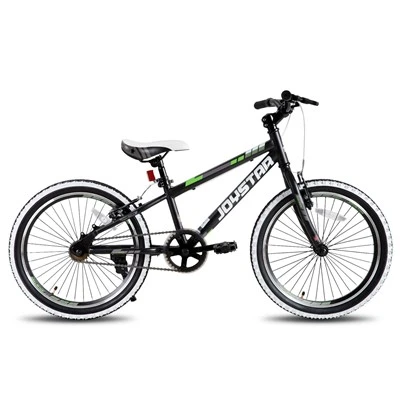 Joykie Joystar 20/24-tommer Double V Brake Alder 7-12 år Hardtail Mountain Bike til børn med enkelthastighedsdrev, hvid vægknobby dæk, børns cykel